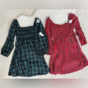 Girls Old Navy Plaid Holiday dresses set of TWO size Large 10/12 NWT